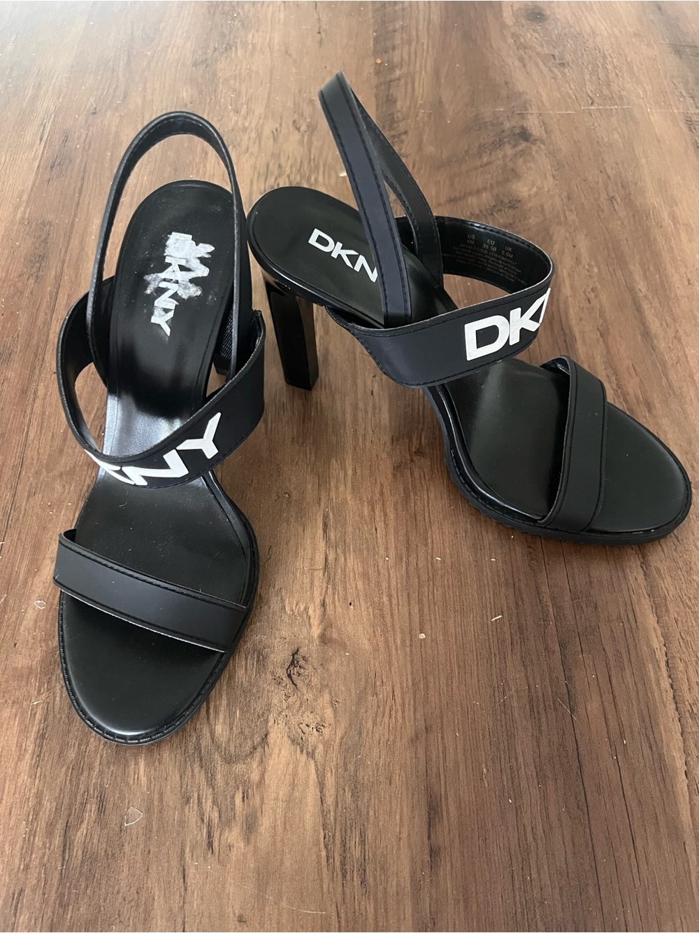 DKNY Black Logo Slingback Heels